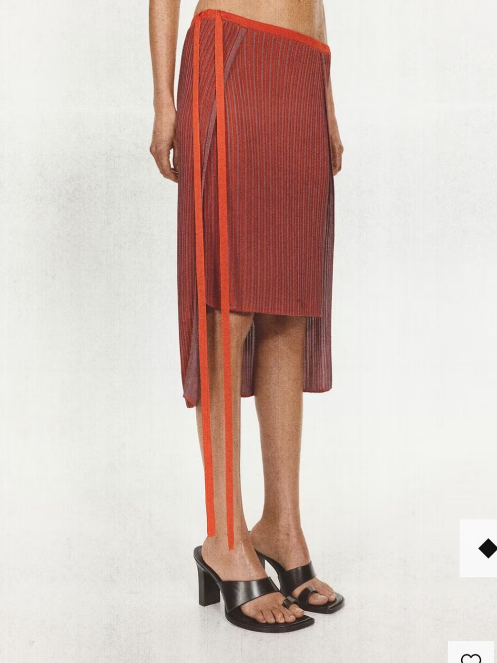Mango Eckhaus Latta Red and Gray Striped Wrap Midi Skirt 1446